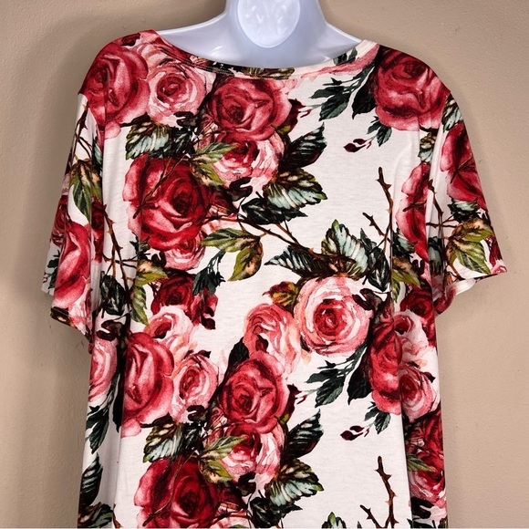 3XL LULAROE WHITE PINK FLORAL DRESS SHIFT STYLE SHORT SLEEVE STRETCH - Picture 4 of 13